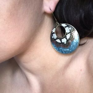 Blue and Metal Boho Inspired Earrings